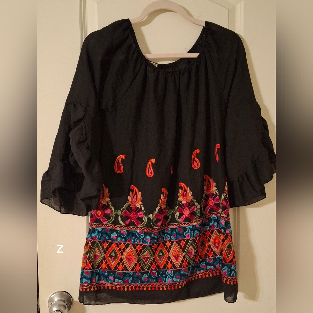 Lilypad‎ flower embroidered womens sz small